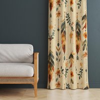 Boho Blumen Feder Vorhang Panel, Aquarell Blätter Fenster Vorhänge, Dekorative Vorhang, Natur Inspiriert Wohnkultur Drapierung von TrendHomeDesign