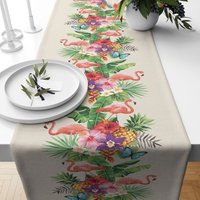 Flamingo Tischdecke, Rosa Tischläufer, Wilde Tiere Natur Geschenk Zur Wohnungseinrichtung, Dekorative Tischplatte von TrendHomeDesign