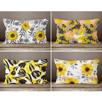 Gelbe Florale Kissenhülle, Sommer Trend Wurf Kissenbezug, Dekorative Blumen Housewarming Floral Kissenhülle von TrendHomeDesign