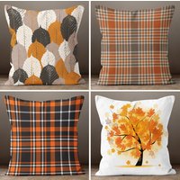 Herbst Trend Kissenbezug, Dekorative Braun Orange Ahorn Baum Blätter Digitale Kunst Thanksgiving Geschenk, Bauernhausstil Outdoor von TrendHomeDesign