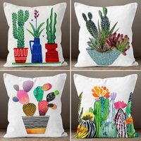 Kaktus Kissenhüllen, Bunte Blumen Kissenhülle, Dekorative Lumbar Geschenk Zur Wohnungseinrichtung, Kissenhülle von TrendHomeDesign