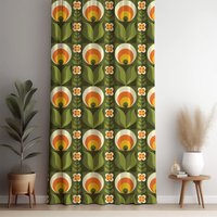 Retro Blumenmuster Vorhang Panels, Mitte Des Jahrhunderts Moderne Vorhänge, Mutige Bunte Blumen Drapieren von TrendHomeDesign