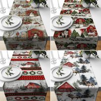 Schneemann Weihnachtsmann, Weihnachtstischläufer, Roter Küchendekor, Esszimmer Dekor, Weihnachtsgeschenk, Weihnachtsgeschenk Für Mama, Geschenk von TrendHomeDesign