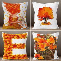 Trockener Ahornbaum Blätter Wurf Kissenbezug, Dekorative Rote Platane Kissenhülle, Herbst Themen Digitaldruck Thanksgiving Geschenk von TrendHomeDesign