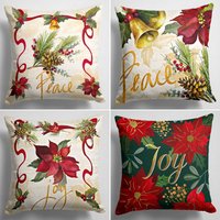 Weihnachtsdeko Peace Joy Kissenbezug, Weihnachtsleben Und Kegel Rote Blumen Kissenbezüge, Bauernhaus Kissenbezug von TrendHomeDesign