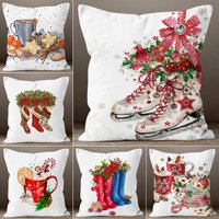 Winter Deko Kissenhülle, Weihnachts Schlittschuhe Dekor, Weihnachtsbecher Dekorative Tasse Socken Wurfkissen, Geschenkideen von TrendHomeDesign