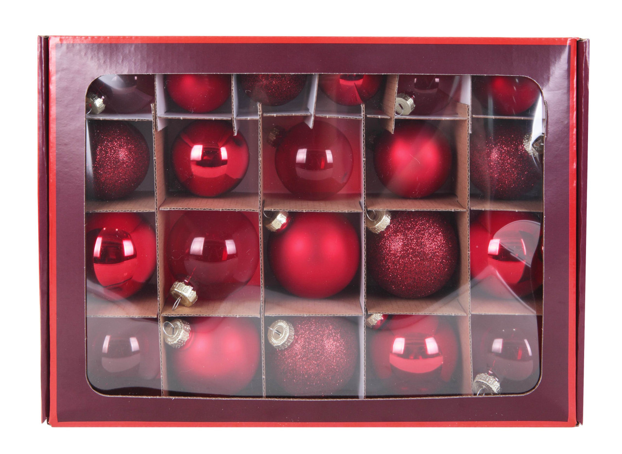 TrendLine Weihnachtskugeln aus Glas Ø 5/ 5,7/ 6,7 cm rot 42 Stück von TRENDLINE