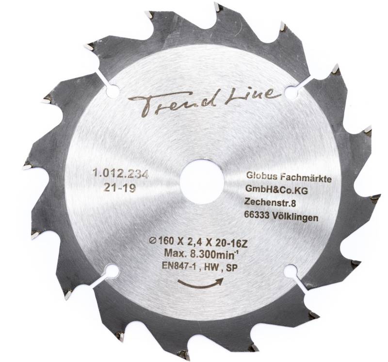 TrendLine HM-Kreissägeblatt Ø 160 mm Bohrung Ø 20 mm von TRENDLINE