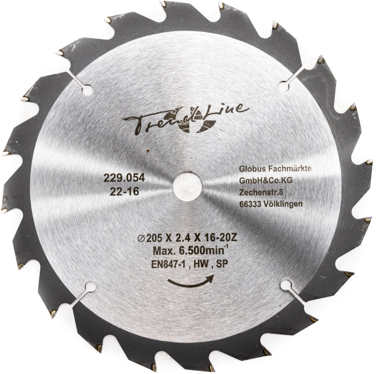 TrendLine HM-Kreissägeblatt Ø 205 mm Bohrung Ø 16 mm von TRENDLINE