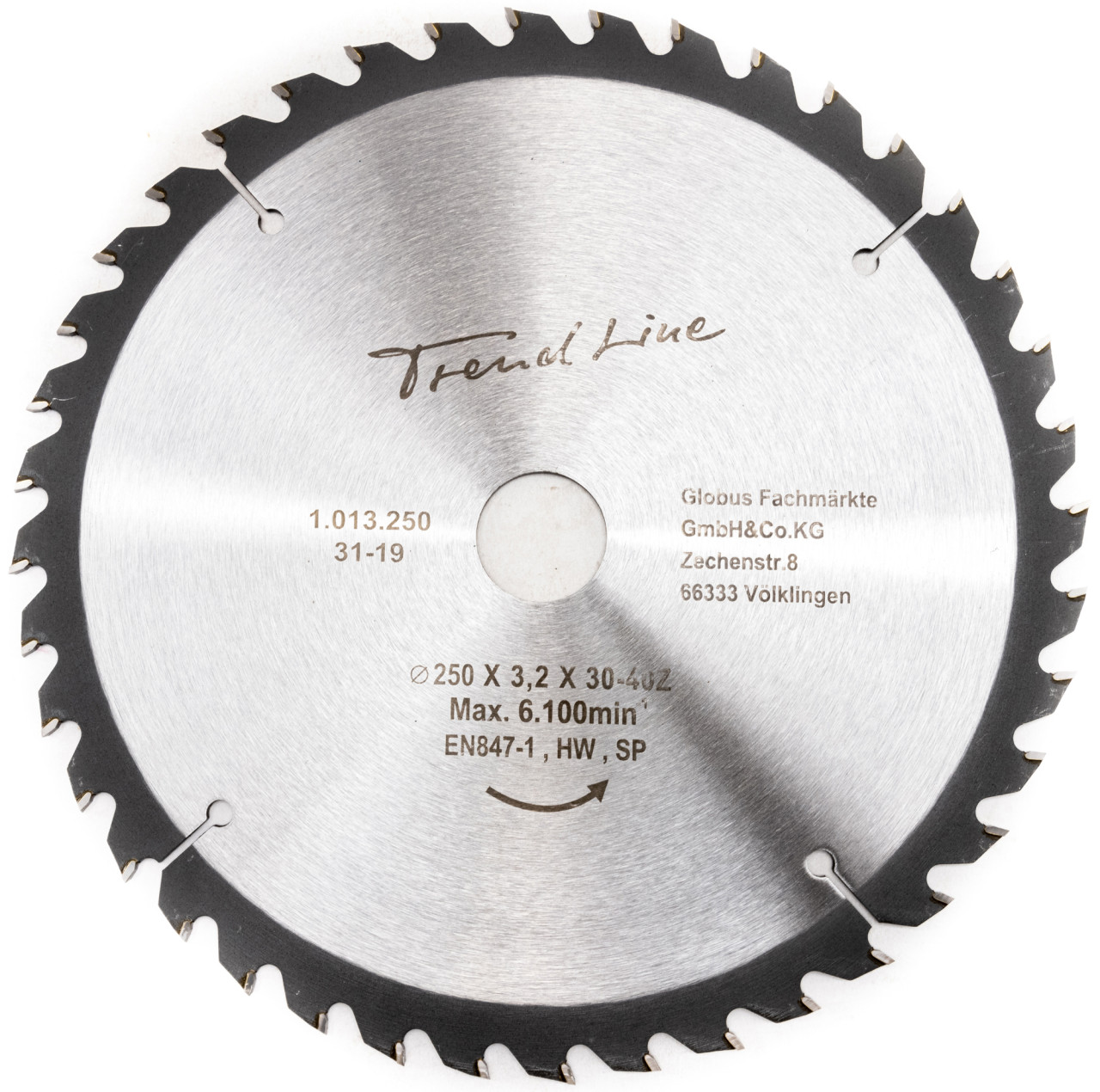 TrendLine HM-Kreissägeblatt Ø 250 mm Bohrung Ø 30 mm von TRENDLINE