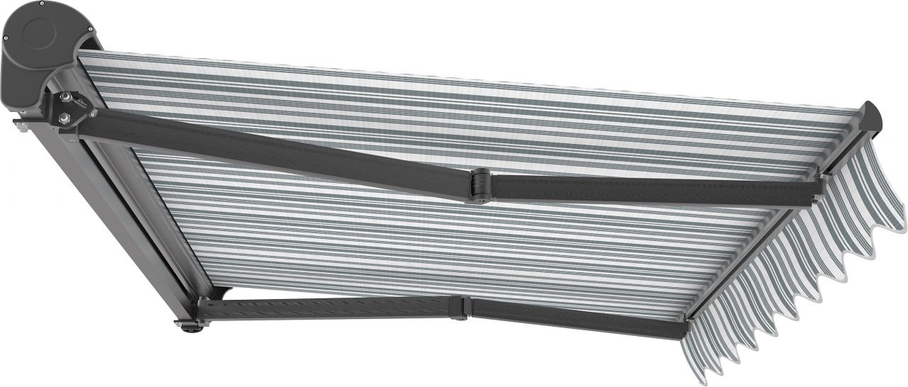 TrendLine Halbkassetten-Markise 4 x 3 m elektrisch grau-weiß gestreift von TRENDLINE