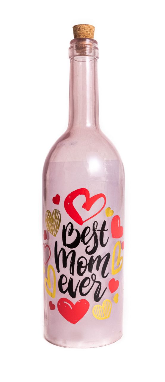 TrendLine LED Deko Flasche Best Mom ever, pink von TRENDLINE