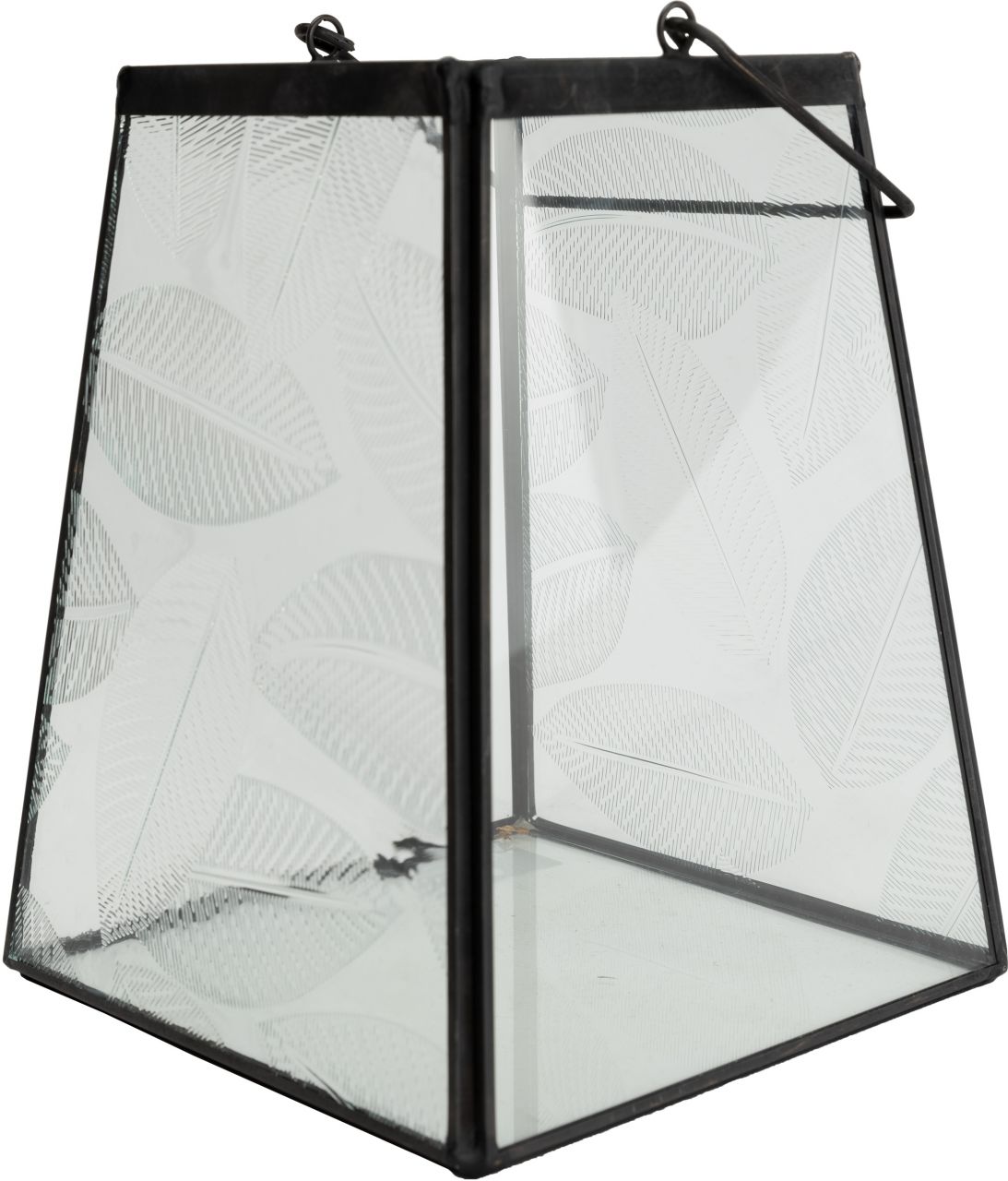 TrendLine Laterne Glas-Metall 24 x 17 cm schwarz von TRENDLINE