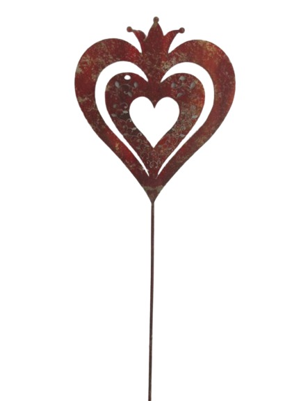 TrendLine Gartenstecker Herz Metall 138 x 26 cm rot von TRENDLINE