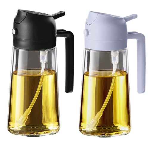 TrendPlain 16oz Ölsprüher für Speiseöl – 470ml Olivenöl Flasche – 2-in-1 Ölspender und Ölsprüher – Küchen Gadgets für Kochen, Salat und Grill Schwarz&Violett von TrendPlain