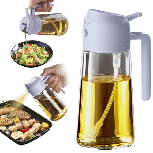 TrendPlain 16oz Ölsprüher für Speiseöl – 470ml Olivenöl Flasche – 2-in-1 Ölspender und Ölsprüher – Küchen Gadgets für Kochen, Salat und Grill Violett von TrendPlain