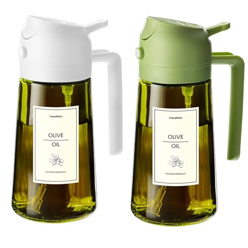 TrendPlain - 470ml Öl Sprühflasche - 2 in 1 Ölspender und Ölsprüher - Ölspray mit Etiketten - Küchen Gadgets für Kochen, Salat und Grill - mit lichtschützendem Design - 2 Stück Weiß & Grün TrendPlain - 470ml Öl Sprühflasche - 2 in 1 Ölspender und Ölsprüher - Ölspray mit Etiketten - Küchen Gadgets für Kochen, Salat und Grill - mit lichtschützendem Design - 2 Stück Weiß & Grün von TrendPlain