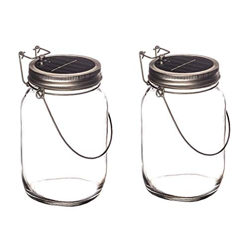 Trendario - 2x LED Solarlampen im Einmachglas, Solarlaterne als perfekte Gartenleuchte - Solar Sun Jar, Sonnen Hängeleuchte aus Glas - Solarglas mit extra langer Leuchtdauer von Trendario