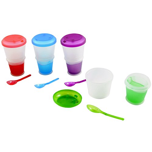 Trendario Müsli 2 go Becher, Müslibecher to go mit Löffel, Reise Becher mit isoliertem Milchkühlfach, Joghurtbehälter, Thermobecher, Müslidose (grün) von Trendario