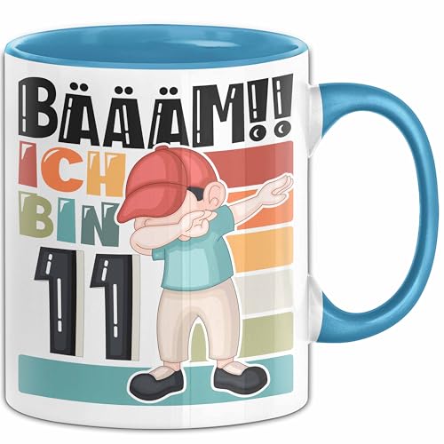 11. Geburtstag Geschenk Tasse Becher Jungen Geburtstagsgeschenk Sohn Bäääm Ich Bin 11 (Blau) von Trendation