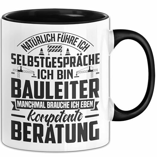 Bauleiter Tasse Geschenk Natürlich Führe Ich Selbstgespräche Baustellen-Leiter (Schwarz) von Trendation