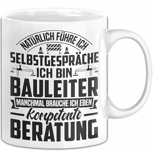 Bauleiter Tasse Geschenk Natürlich Führe Ich Selbstgespräche Baustellen-Leiter (Weiß) von Trendation