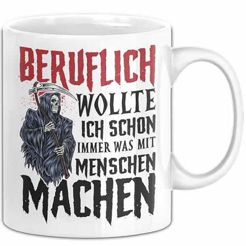 Beruflich Wollte Ich Schon Immer Was Mit Menschen Machen Sense Tasse Geschenkidee Lustiger Spruch Sozialer Bereich (Weiß) von Trendation