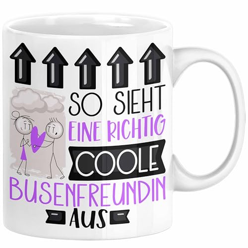 Busenfreundin Geschenk Tasse Lustig Geschenkidee für Busenfreundin Geburtstag So Sieht Eine Richtig Coole Busenfreundin Aus Frauen Spruch (Weiß) von Trendation