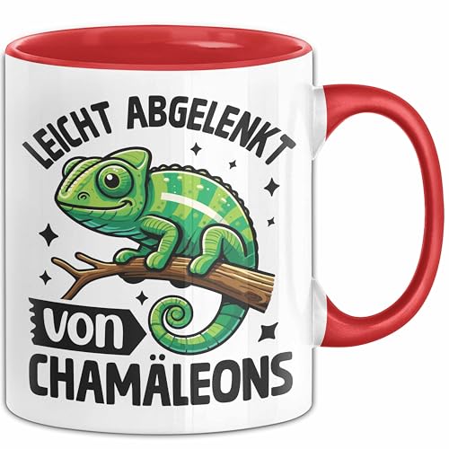 Chamäleon Tasse Geschenk Leicht Abgelenkt Von Chamäleons (Rot) von Trendation