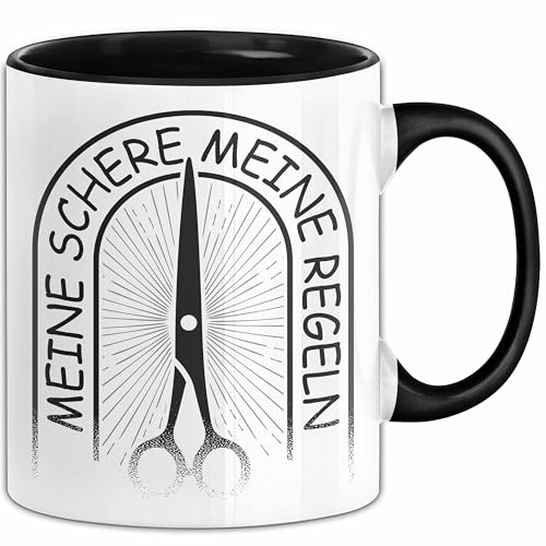 Friseurin Tasse Geschenk Meine Schere Meine Regeln (Schwarz) von Trendation