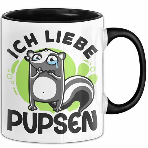 Furzer Tasse Geschenk Ich Liebe Furzen Vater Papa Stinktier Becher (Schwarz) von Trendation