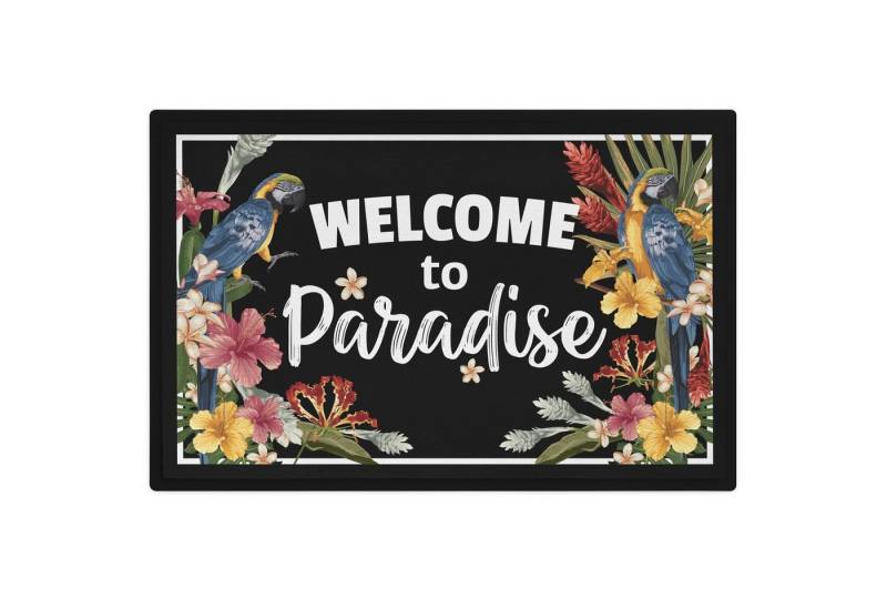 Trendation Fußmatte Welcome To Paradise Fußmatte Geschenk Fussabtreter Blumen Muster Spruc von Trendation