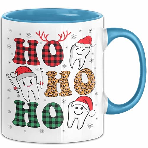 Ho Ho Ho Zahnarzt Tasse Becher Zahnarztassistent Zähne Geschenkidee Zahnmedizinische Fachangestellte Kaffee-Becher (Blau) von Trendation