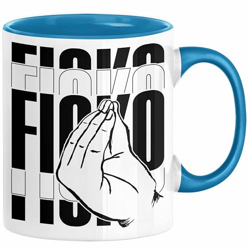 Italiener Geschenk Tasse Ficko Italienische Handbewegeung Kaffee-Becher (Blau) von Trendation