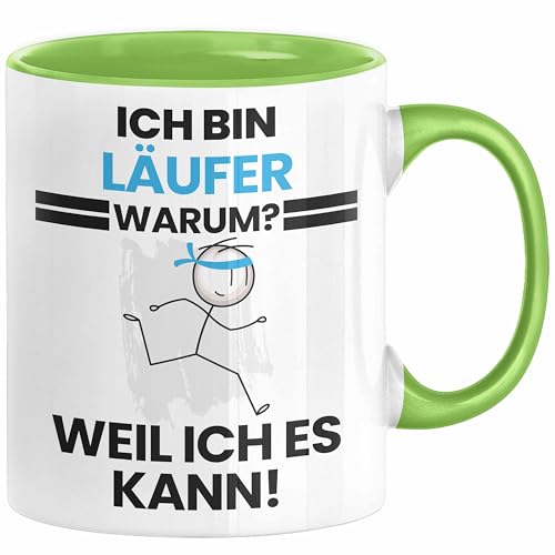 Läufer Geschenk Tasse Lustiger Spruch Ich Bin Läufer Warum Weil Ich Es Kann Geschenkidee Bester Läufer Geburtstag Kaffee-Becher (Grün) von Trendation