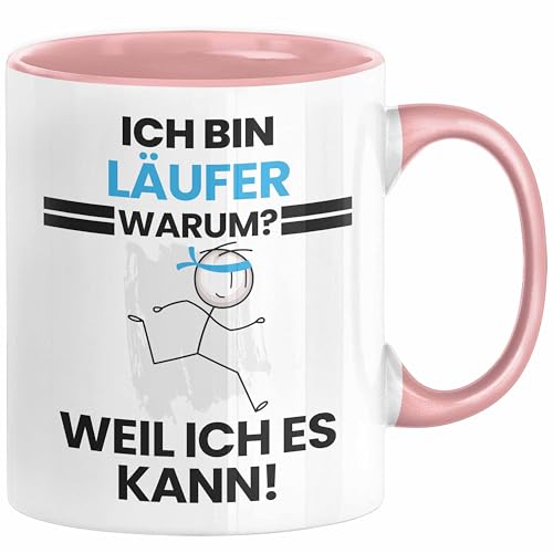 Läufer Geschenk Tasse Lustiger Spruch Ich Bin Läufer Warum Weil Ich Es Kann Geschenkidee Bester Läufer Geburtstag Kaffee-Becher (Rosa) von Trendation