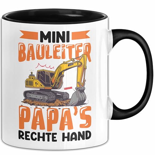 Mini Bauleiter Papas Rechte Hand Tasse Geschenkidee Kakaobecher Jungs (Schwarz) von Trendation