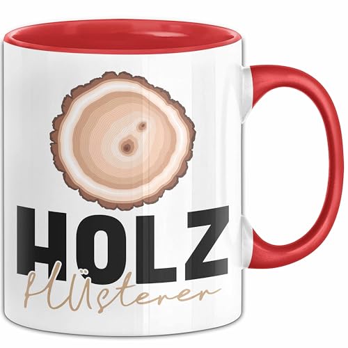 Schreiner Holz Tasse Geschenk Holz Flüsterer Tischler Handwerker Geschenk Männer (Rot) von Trendation