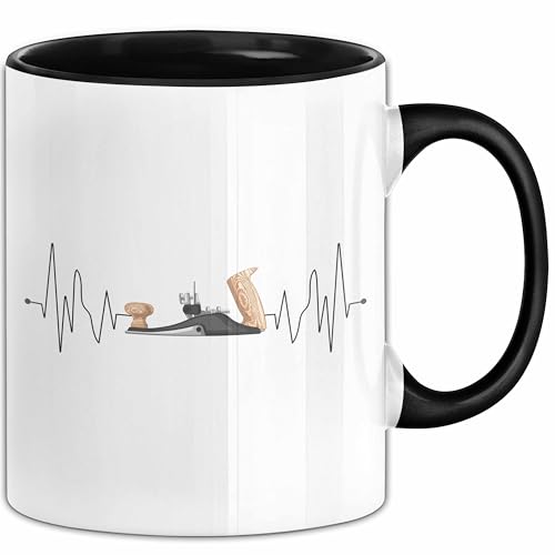 Schreiner Holz Tasse Geschenk Holz Herzschlag Tischler Handwerker Geschenk Männer (Schwarz) von Trendation