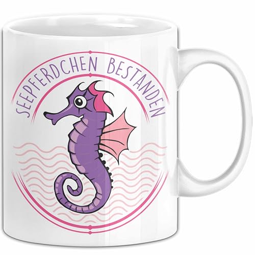 Seepferdchen Tasse Geschenk Abzeichen Schwimmabzeichen Bestanden (Weiß) von Trendation