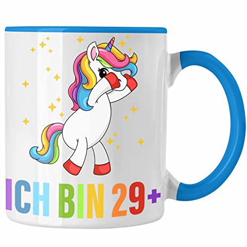 Trendation Ich Bin 29+ Tasse Becher Einhorn 30. Geburtstag Sprüche Geschenkidee Frauen Männer (Blau) von Trendation