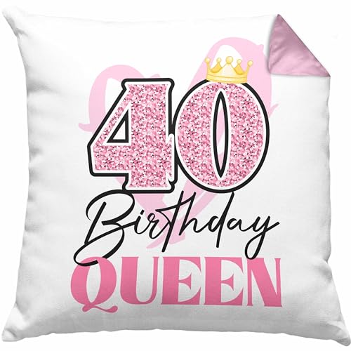 Trendation 40. Geburtstag Kissen mit Füllung 40x40 Frau Geschenk 40er Geschenkidee 40 Mutter Frauen Lustig Geschenke (Rosa) von Trendation