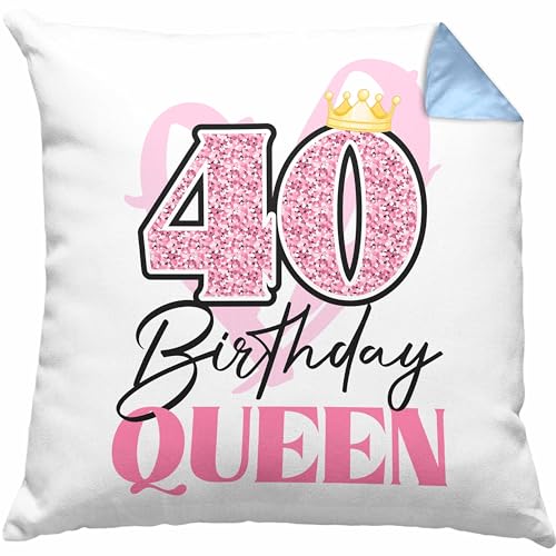 Trendation 40. Geburtstag Kissen mit Füllung 40x40 Frau Geschenk 40er Geschenkidee 40 Mutter Frauen Lustig Geschenke (Blau) von Trendation
