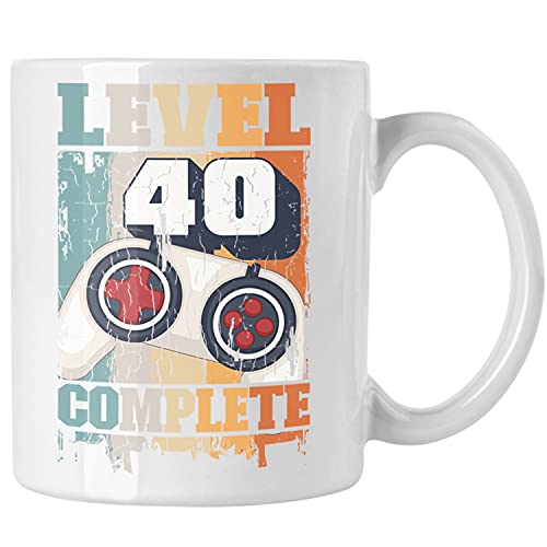 Trendation - 40. Geburtstag Tasse Mann Geschenk 40er Geschenkidee 40 Mutter Vater Männer Lustig Geschenke Gamer (Weiß) von Trendation