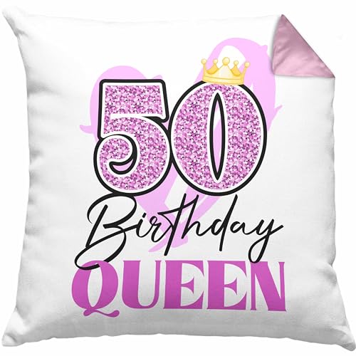 Trendation 50. Geburtstag Kissen mit Füllung 40x40 Frau Geschenk 50er Geschenkidee 50 Mutter Frauen Lustig Geschenke (Rosa) von Trendation