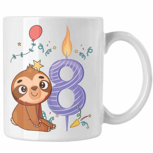 Trendation - 8. Geburtstag Geschenk Tasse Jungs Mädchen Faultier Geschenkidee 8er Geburtstag Lustige Grafik von Trendation