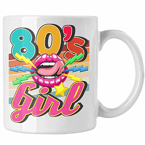 Trendation - 80er Jahre Girl Tasse Geschenk 80. Jahre Geschenkdidee Errinerrung (Weiß) von Trendation