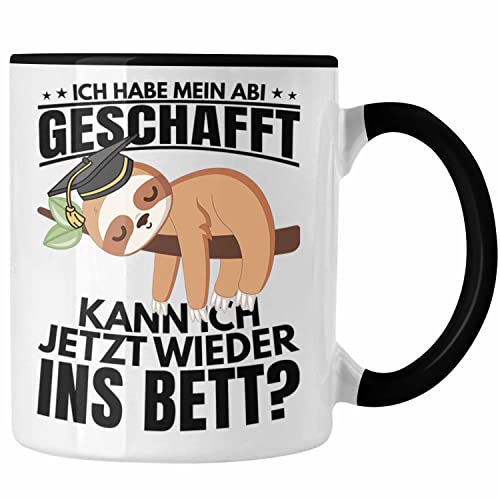 Trendation - Abi 2024 Geschenk Abschluss Abitur Tasse Faultier Abifeier Geschenkidee (Schwarz) von Trendation