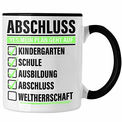 Trendation - Abschluss Master Bachelor Tasse Geschenk Weltherrschaft Lustiger Spruch Geschenkidee (Schwarz) von Trendation