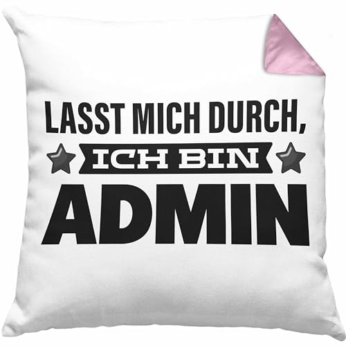 Trendation - Admin Kissen Geschenk Programmierer Informatiker Lasst Mich Durch Softwareentwickler IT Techniker Dekokissen mit Füllung 40x40 (Rosa) von Trendation